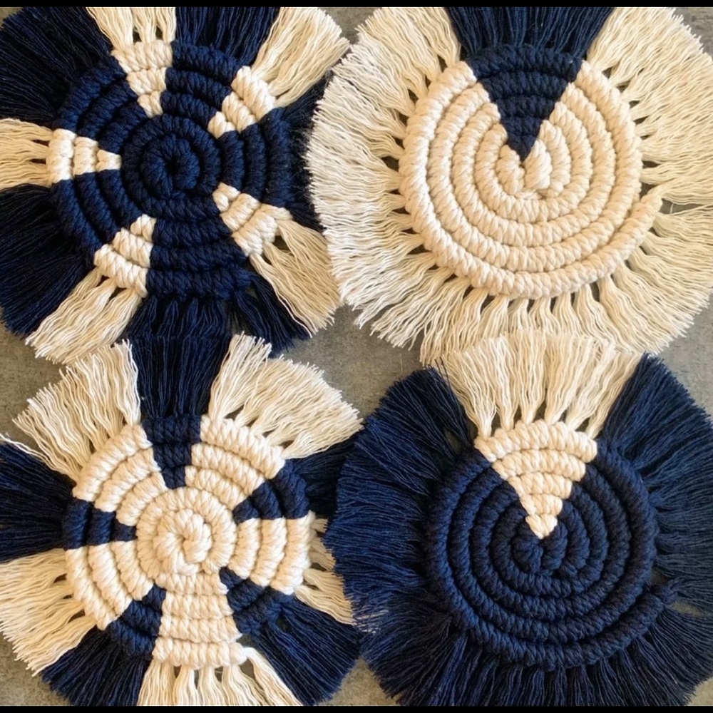 Handmade macrame coasters